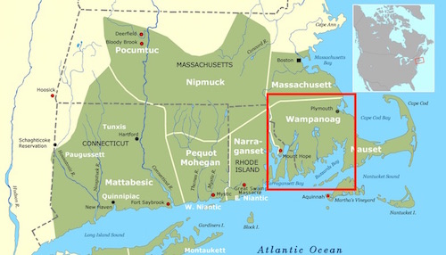 Historical range of the Wampanoag Tribe (source: Wikipedia)