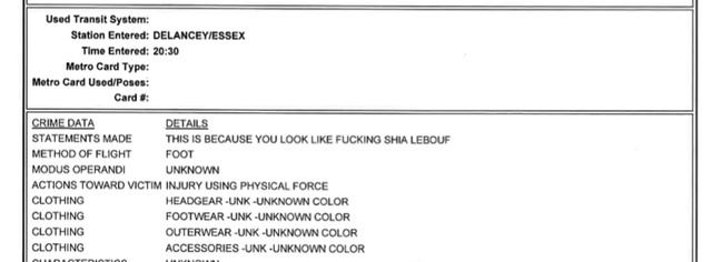 (Image: NYPD report via Gothamist)