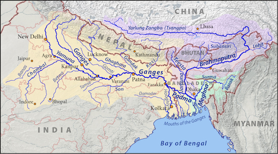 map of Ganges basin